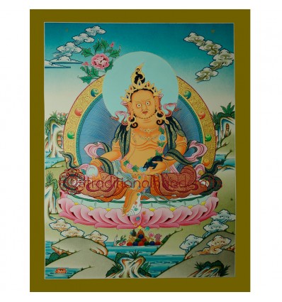 26.75” x 20.5” Yellow Jambhala Thankga Painting