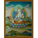 30"x22.75"  White Tara Thangka Painting