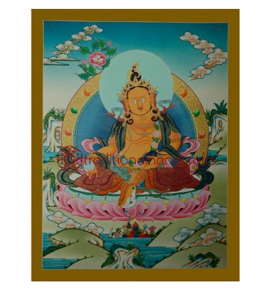 26.5” x 20.5” Yellow Jambhala Thankga Painting