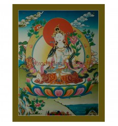 26.5"x20.5"  White Tara Thangka Painting