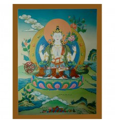 29.75"x23" Chenrezig Thangka Painting