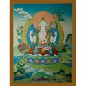 29.75"x23" Chenrezig Thangka Painting