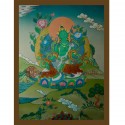 29.75"x23" Green Tara Thangka Painting