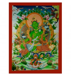 34.5”X 26” Green Tara Thangka Painting