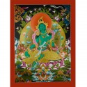 34.75”X 26.5” Green Tara Thangka Painting