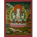 24.5"x18.5" Chenrezig Thangka Painting