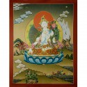 24.5"x19" White Tara Thangka Painting