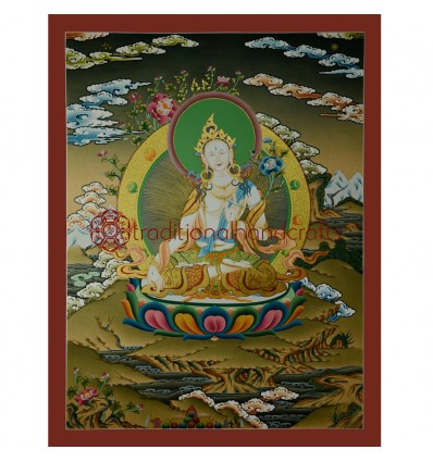 26.5"x20.5"  White Tara Thangka Painting