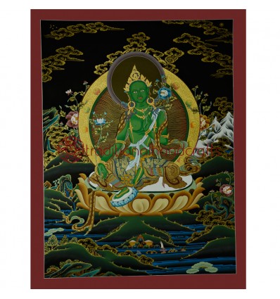 26.5"x20.25"  Green Tara Thangka Painting