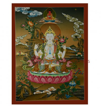 29.5"x22.5"  Chenrezig Thangka Painting