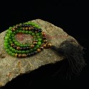 8 mm Jade Beads Mala with Tiger Eye and Black Onyx Decoration Beads