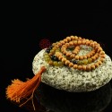 8 mm Wooden Beads Mala with Nifrit and Black Onyx Decoration Beads and a Crystal Guru Bead