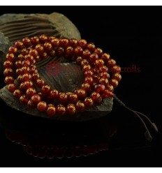 8 mm Om Mane Padme Hum Carved Carnelian 108 Prayer Beads Mala