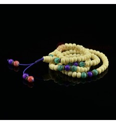 8 mm Bone with Glass Partition Meditation Prayer Beads Japa Mala