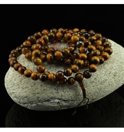 10 mm Tiger Eye 108 Beads Tibetan Buddhist Meditation Prayer Japa Mala