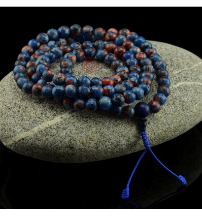 8 mm Dumortierite 108 Beads Tibetan Buddhist Meditation Prayer Japa Mala