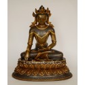 13.5" Crowned Medicine Buddha Oxidized Copper Alloy with Gold Gilded Statue From Patan , Nepal