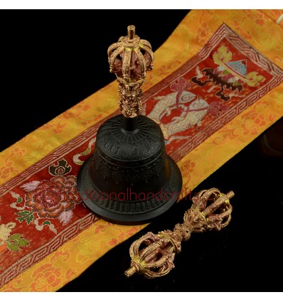 Fine Quality Tibetan Buddhism 7.5" Vajra & Bell Set Copper and Bronze Alloy from Patan, Nepal